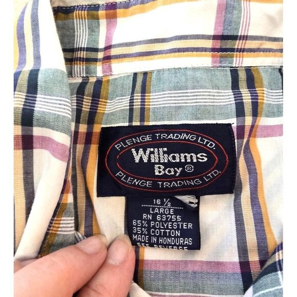 Vintage Williams Bay Men's Large Western Plaid Pearl Snap Shirt Size 16 1/2 - Picture 3 of 4
